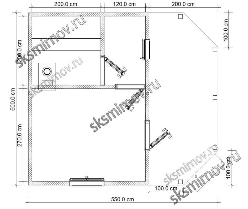 Планировка деревянной бани 6х5